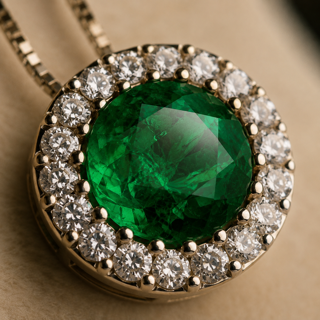 Aura Emerald Halo Pendant Necklace