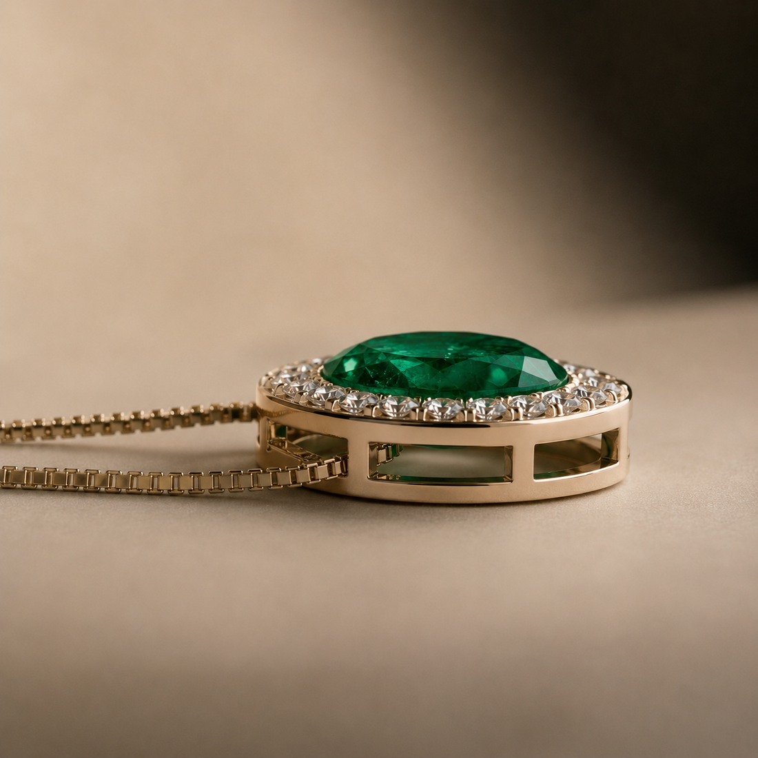 Aura Emerald Halo Pendant Necklace