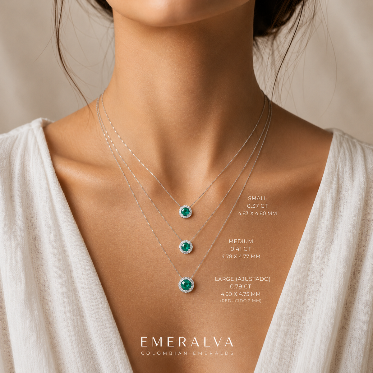 Aura emerald halo pendant necklace