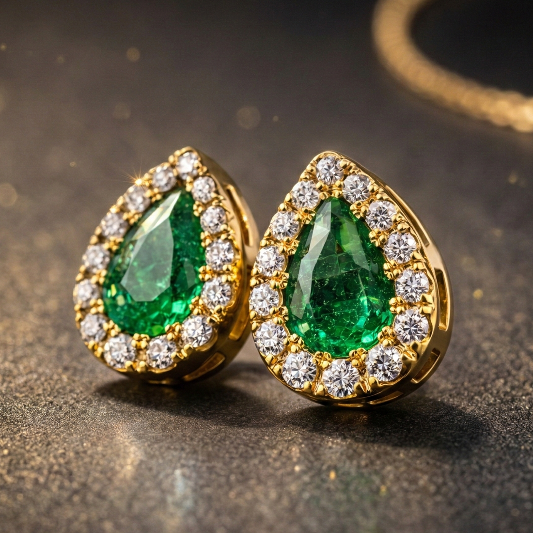 Aurora Colombian Emerald Halo Stud Earrings